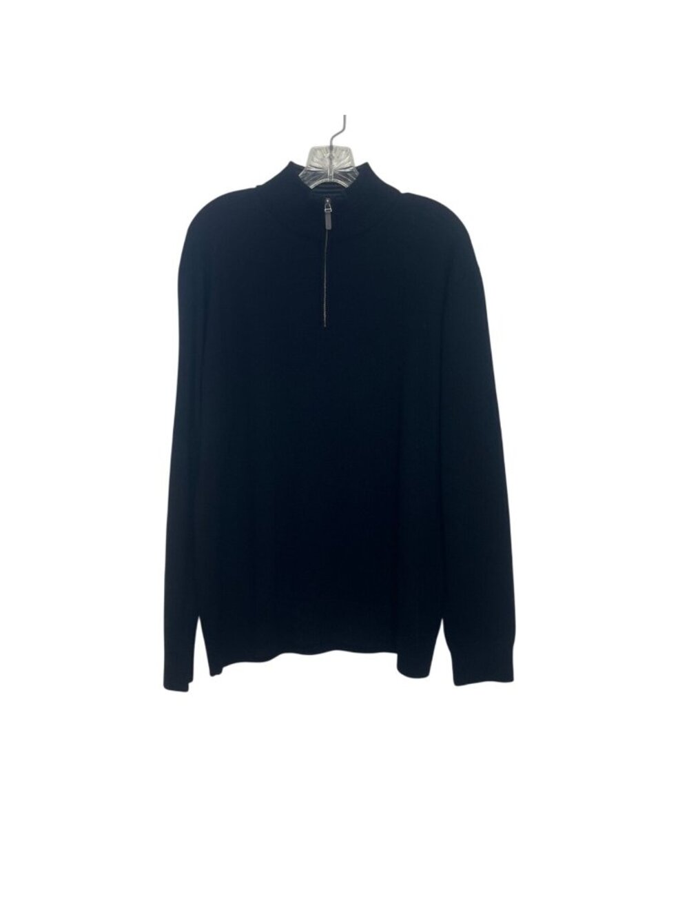 Untuckit Quarter Zip Sweater Large Black Extra Fine Merino Wool Soft